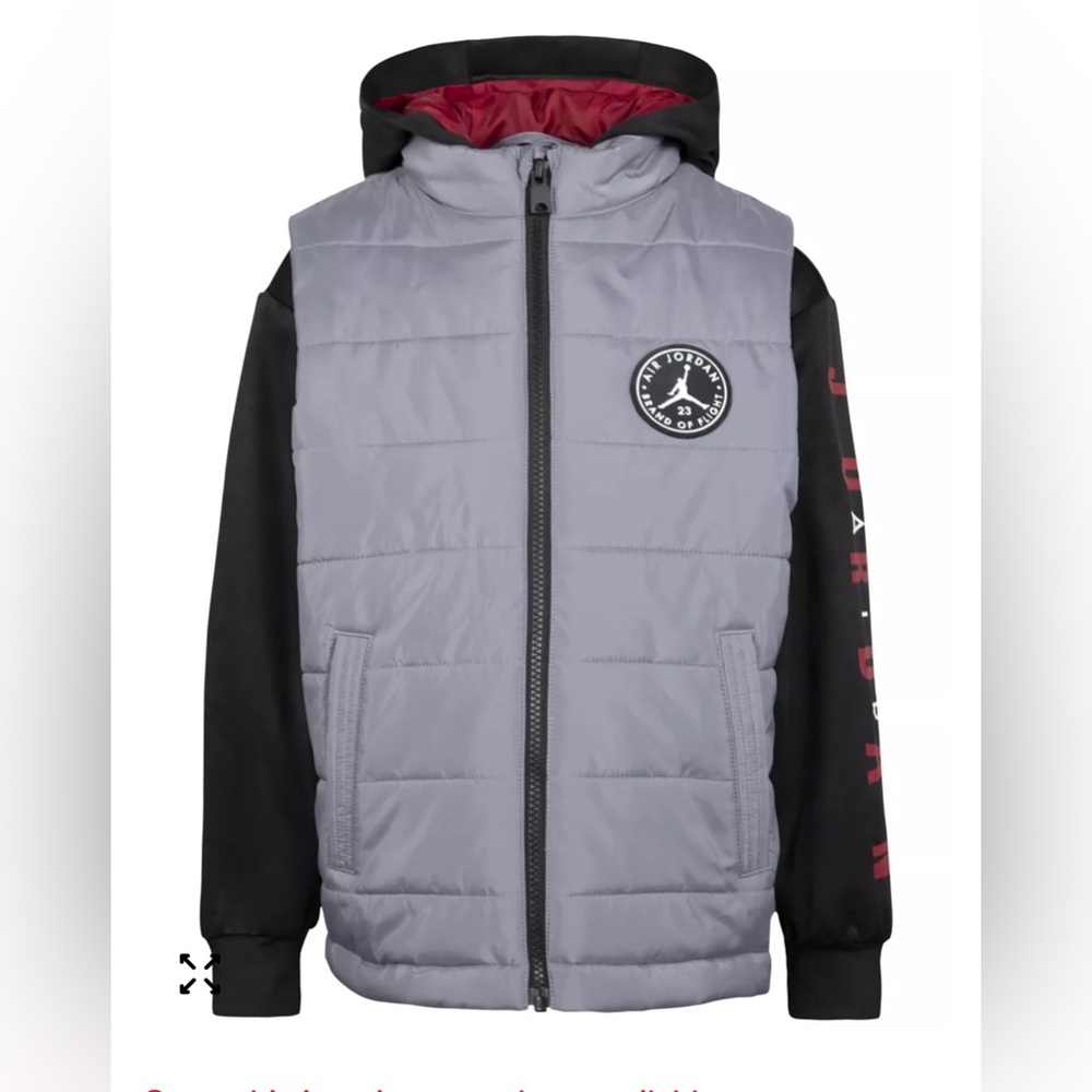 Nike Jordan Little Boys Hooded 2Fer Puffer Jacket sz 3/4